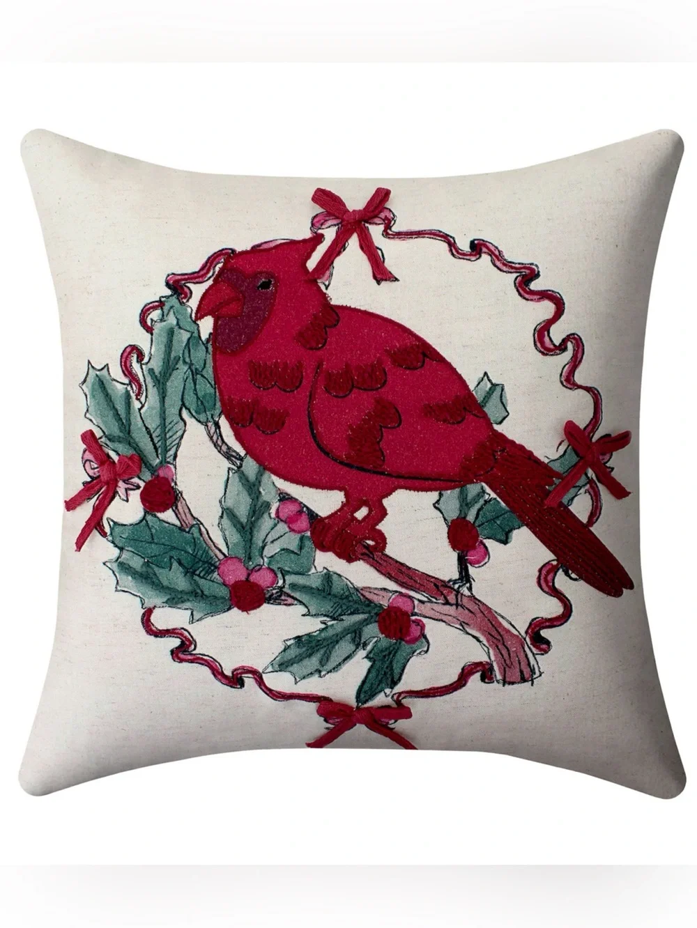 NWT St. Nicholas Square® Faux Linen Cardinal Decorative Throw Pillow